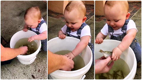 Holding Baby fish 😅 Baby's Reaction so cute 😍