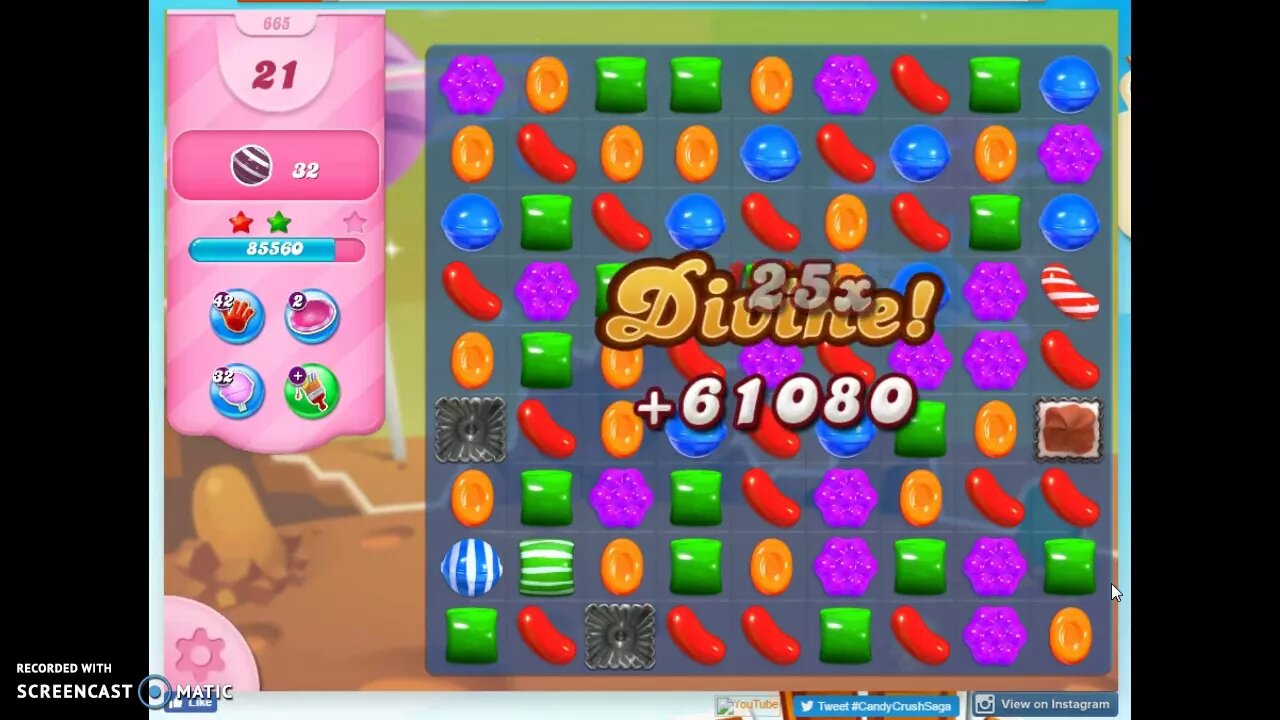 Candy Crush Level 665 Audio Talkthrough, 3 Stars 0 Boosters