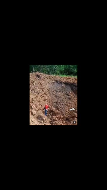 A massive crater from a missile fired by Iskander
