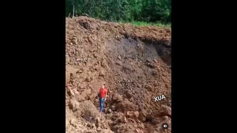 A massive crater from a missile fired by Iskander