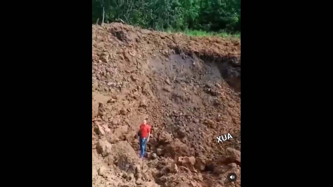 A massive crater from a missile fired by Iskander