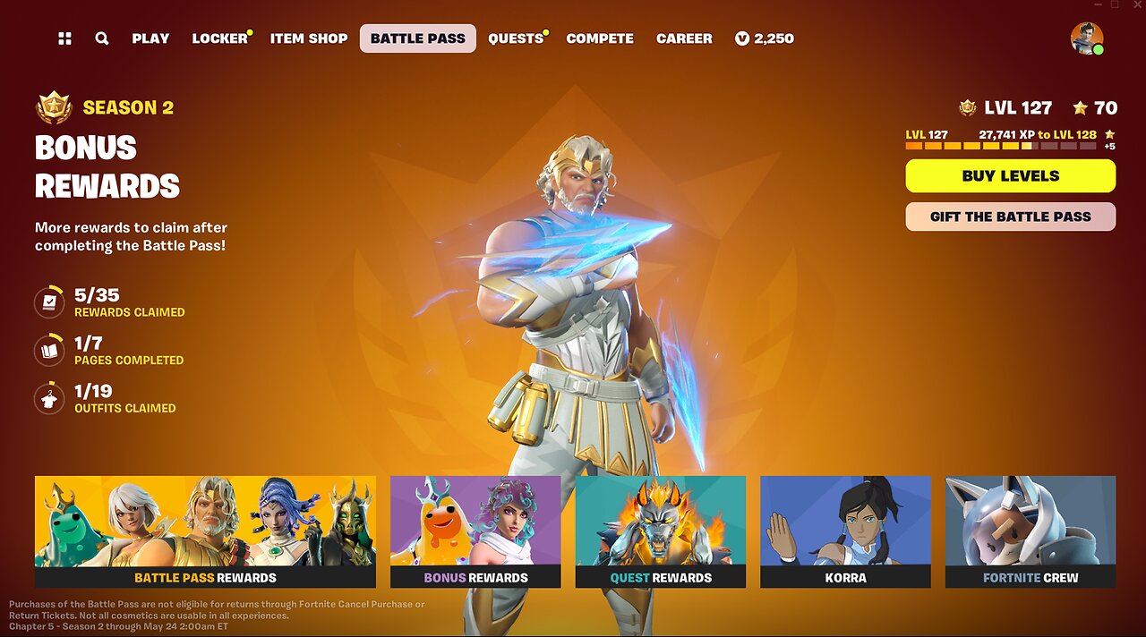 Fortnite | Battle Pass Bonus Rewards | Page 2 | Immortal Zeus | Outfit Unlock | View Styles | C5S2.