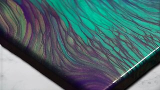 Simple Kiss Pour Painting with Metallic Golds, Greens, and Pearl acrylic Pour Paint