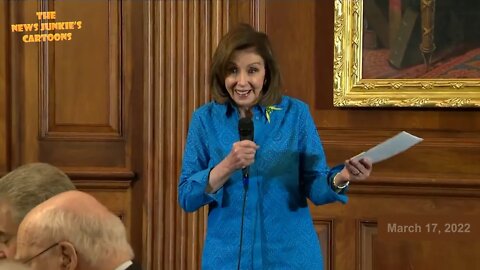 Democrat Pelosi reads a poem about Ukraine and Zelenskyy, then laughs.