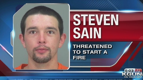 PCSO arrests Steven Sain for threatening to light fuel pumps on fire at a San Tan Circle K