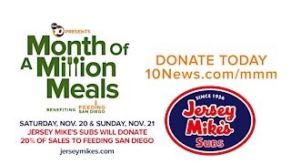 Month of a Million Meals: Jersey Mike's Subs Partners with Feeding San Diego Again this Year