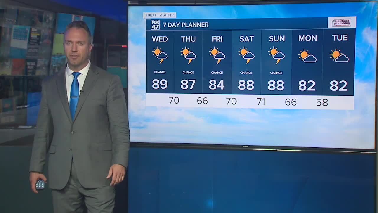 Forecast - Partly cloudy and humid with scattered morning showers and storms