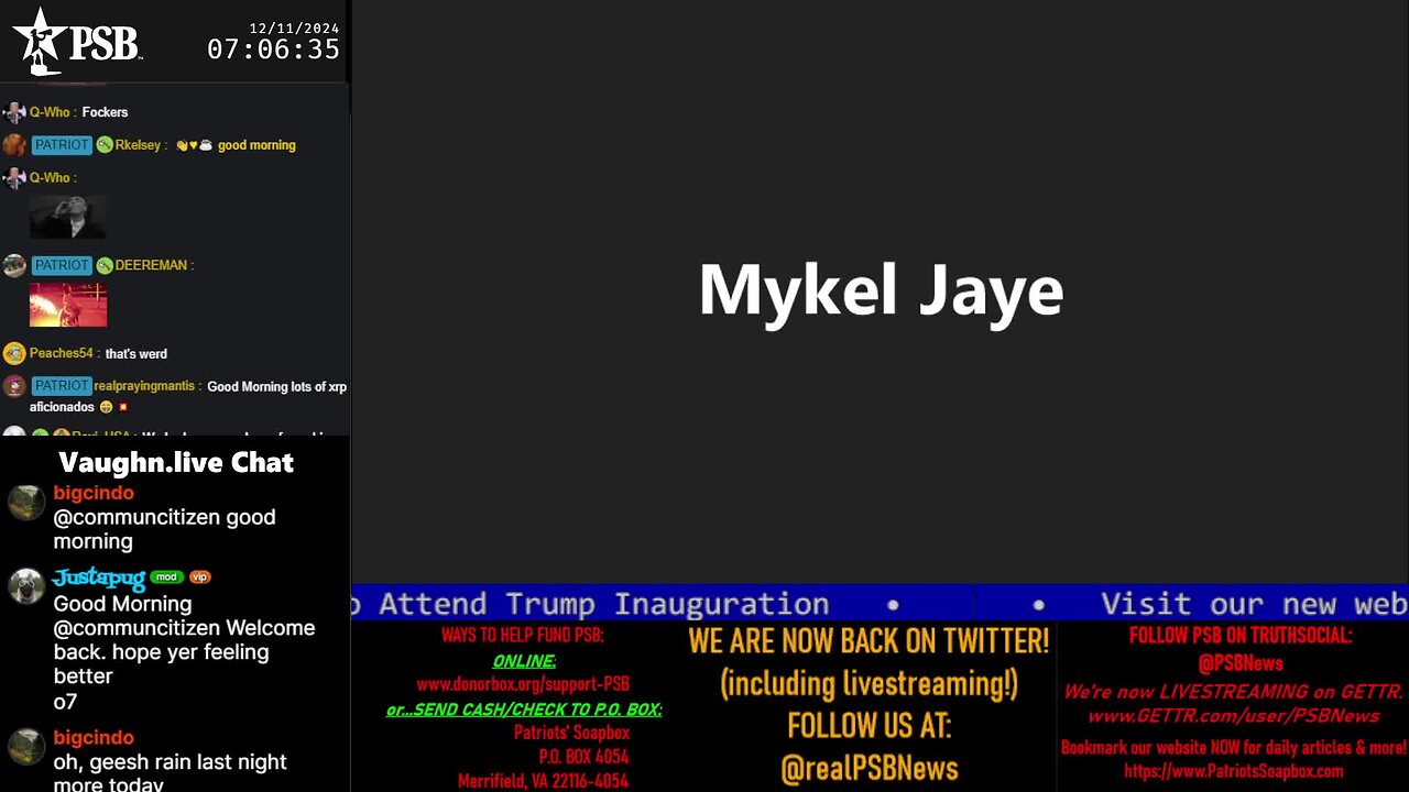 2024-12-11 07:00 EST - Patriots Soapbox AM: with MykelJaye