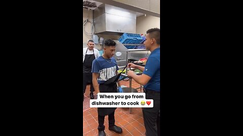 Dishwasher Promoted to a Chef - Happiness 😊