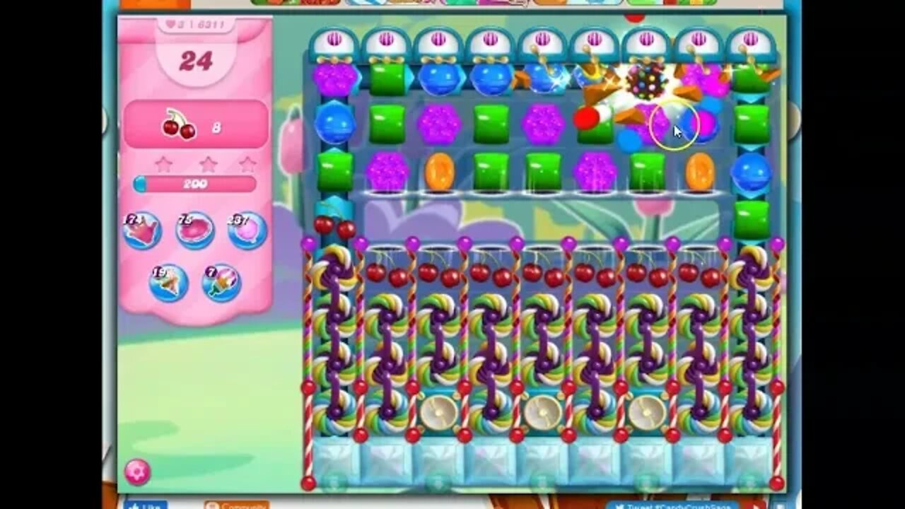 Candy Crush Level 6311, 25 Moves 0 Boosters