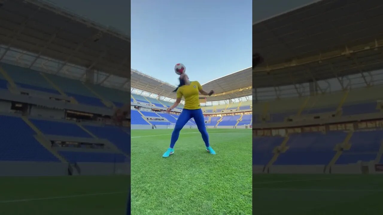 Model and Football trickster in Qatar. Worldcup Football