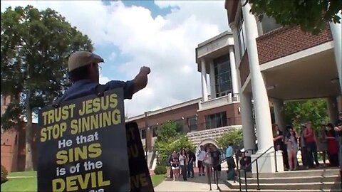 Belmont University- Preacher in sandwich board