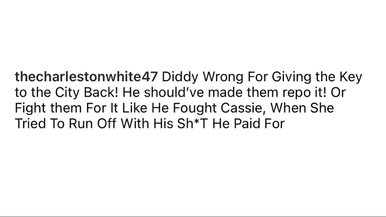 Charleston White days Diddy should not have given back the key to New York