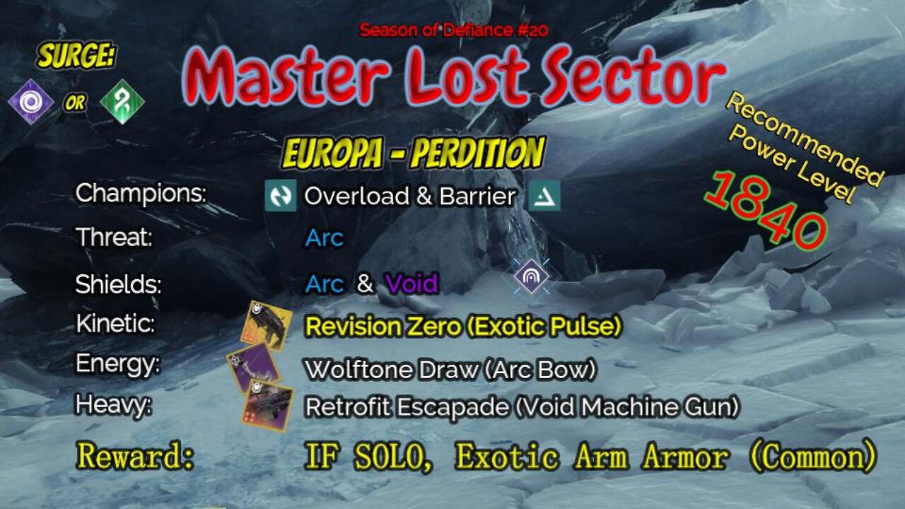 Destiny 2 Master Lost Sector: Europa - Perdition on my Void Hunter 5-13-23