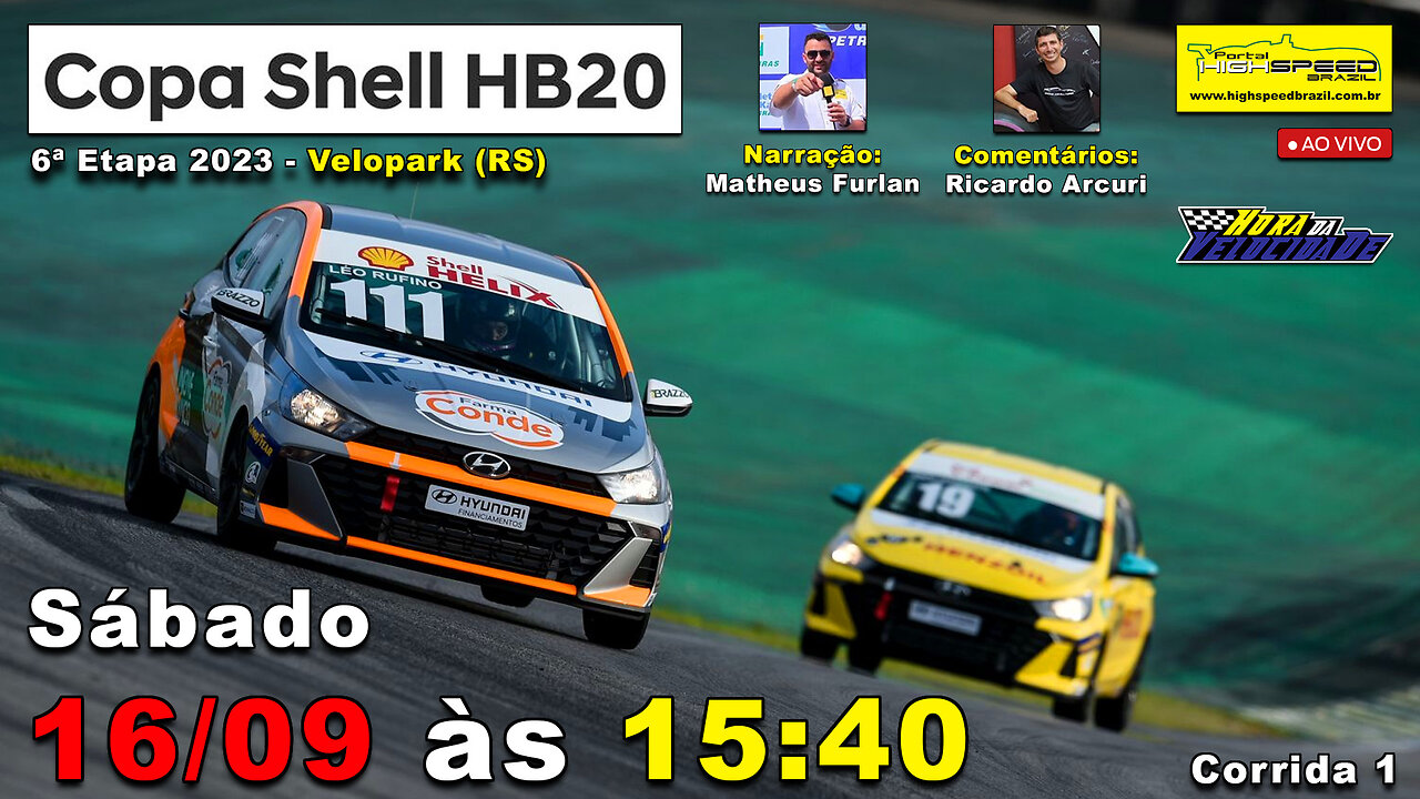 🔴 COPA SHELL HB20 | Corrida 1 | 6ª Etapa 2023 | Velopark (RS) | Ao Vivo