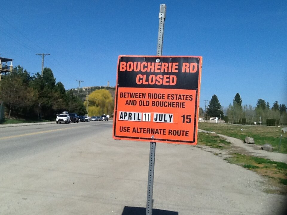 Construction On Boucherie Rd In West Kelowna (Road Closed From April 11 to July 15 2023)