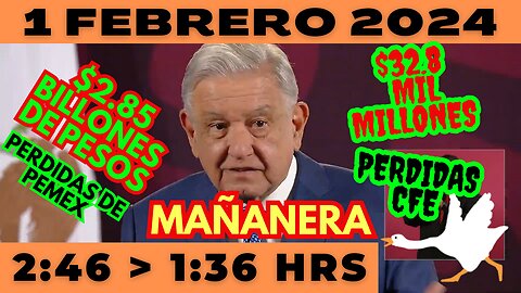 💩🐣👶 AMLITO | Mañanera *Jueves 01 de febrero 2024* | El gansito veloz 2:46 a 1:36.