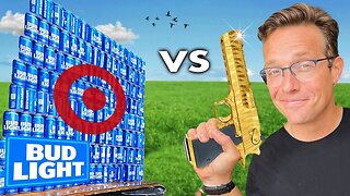 Bud Light PAID Me To BLOW UP Beer | 100 Bud Cans vs Golden Desert Eagle