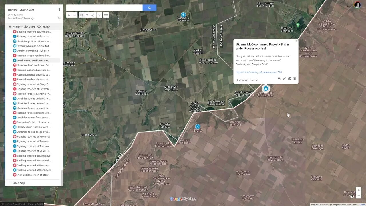 [ Southern Front ] Ukraine MoD confirms Davydiv Brid and Soldatske is under Russian control
