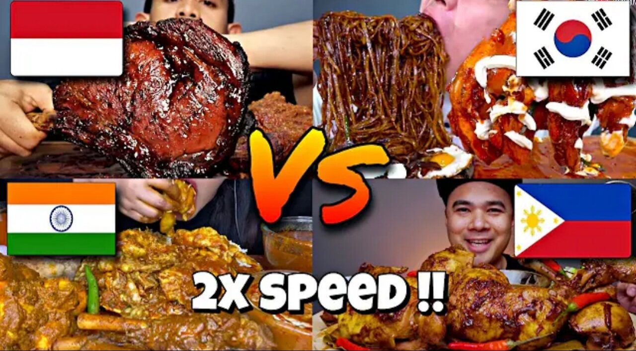 2x speed!! Famous Mukbangers From Different Countries🇰🇷🇵🇭🇸🇬🇮🇳🇬🇧 fast motion Eating #mukbang #asmr