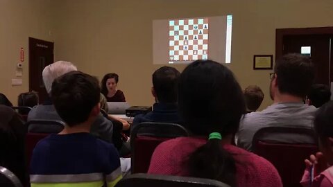 GM Irina Krush USCF 2500 giving a short lecture, December 2019