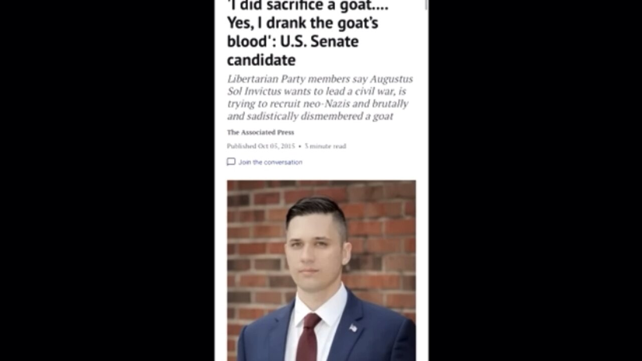 U.S. Senate Candidate [Augustus Sol Invictus] Admits To Sacrificing Goat 🐐 & Drinking It’s 🩸