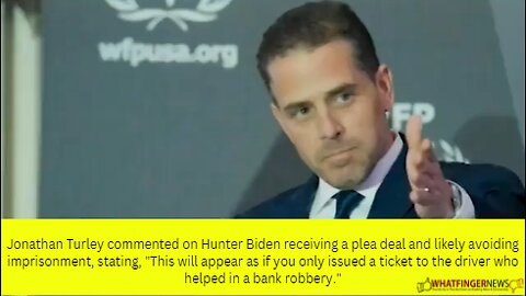 Jonathan Turley commented on Hunter Biden receiving a plea deal and likely avoiding imprisonment