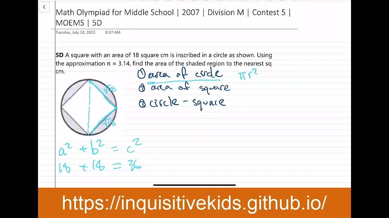 Math Olympiad for Middle School | 2007 | Division M | Contest 5 | MOEMS | 5D