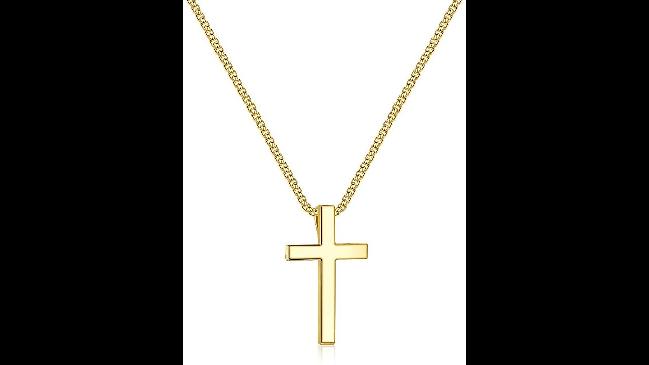 Amazon Collection Sterling Silver and 14k Gold Cross Pendant Necklace, 18"