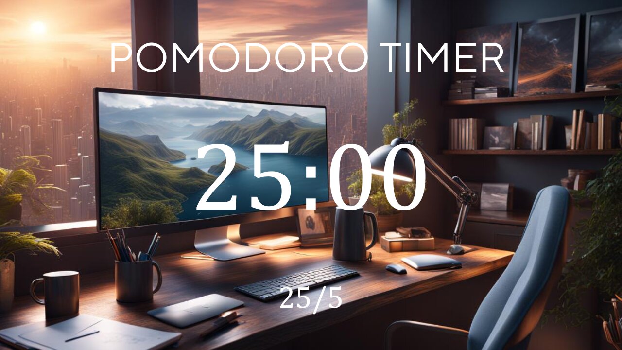 25/5 Pomodoro Technique ⛅ Calming Piano + Frequency for Relaxing, Studying and Working ⛅