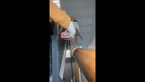 Soldering 4” brass adapter to L-Copper pipe with A-14 tip & Staybrite 8 solder