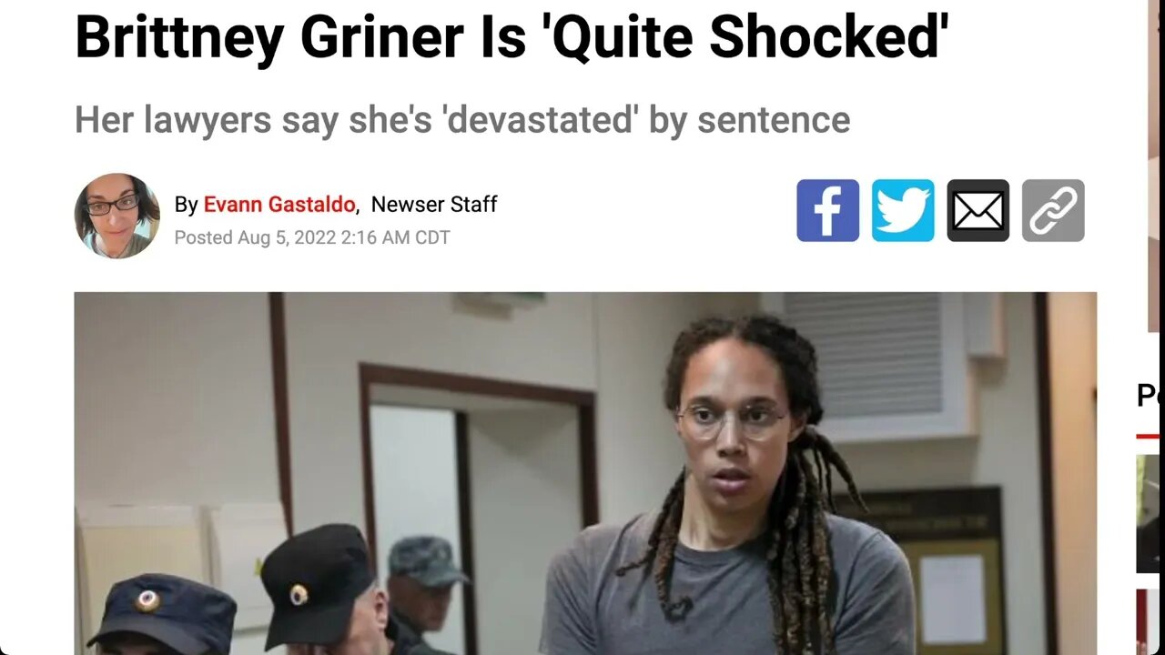 🟨 Brittney Griner 因持有毒品被判處 9 年徒刑，接近俄羅斯最高刑期 10 年 🟨