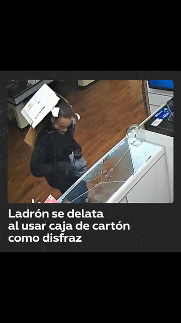 Ladrón intenta ocultarse con caja de cartón, pero es capturado por un error