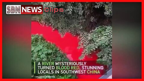 Southwest China - a River Runs Blood Red - China Claims Its a Paint Leak from a Factory - 2730