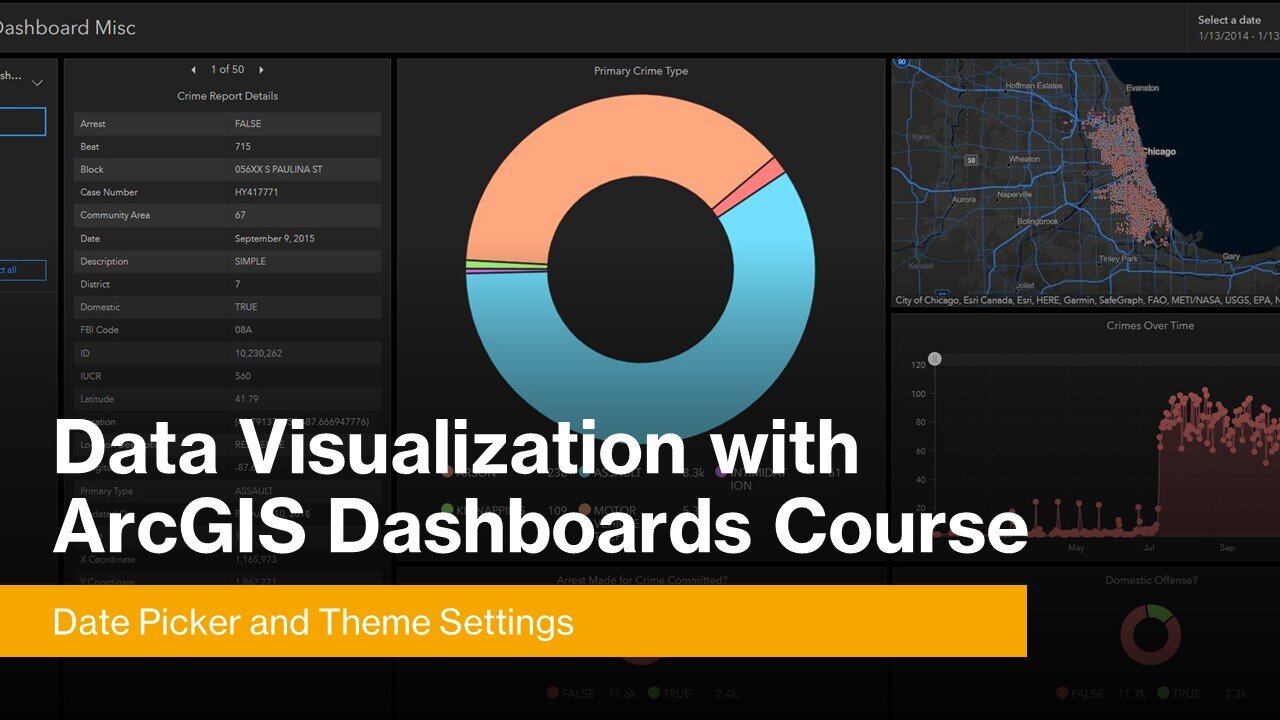 03 - Date Picker Widget Configuration and Theme Config: ArcGIS Dashboards with Chicago Crime Data