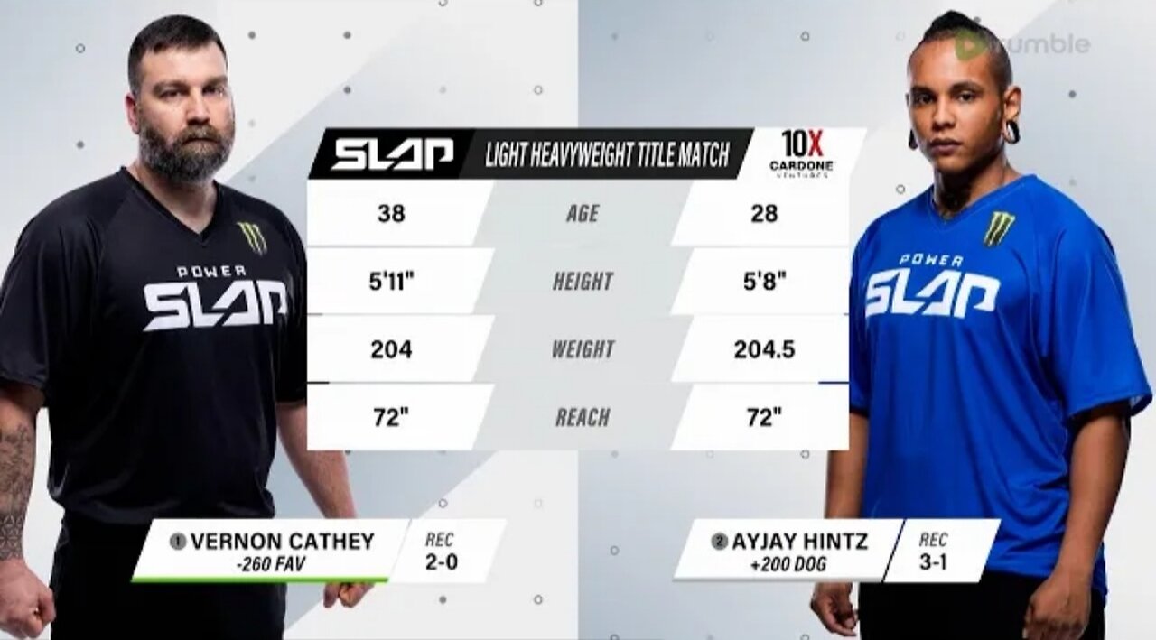 Power Slap 1: Vern Cathey vs AyJay Hintz Light Heavyweight Championship