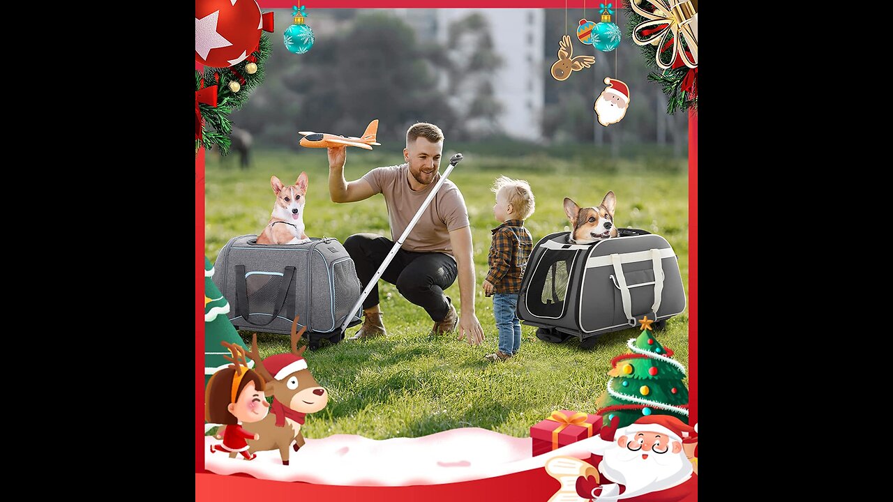 Petsfit Pet Carrier with Removable Wheels for Cats, Dogs up to 30 Pound, Cat Soft-Sided Carrier...