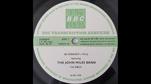 John Miles - Concert in London in 1978 ( part one ) broadcast by the BBC recorded on Lp-Vinyl