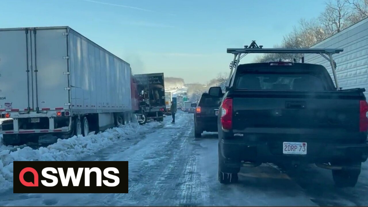 Moment motorist in Virginia is freed after being stranded on I-95 for THIRTEEN HOURS