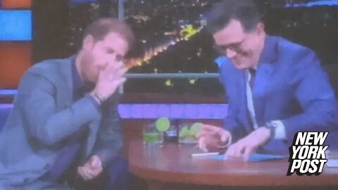 Prince Harry downs tequila shots with Stephen Colbert who mercilessly mocked him