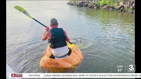 Nebraska man sets world record by riding a pumpkin 38 miles down Missouri River