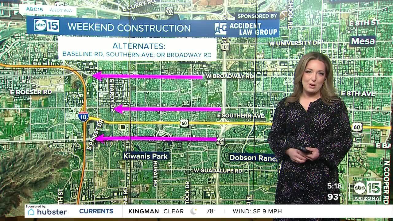 Weekend freeway construction happening around the Valley