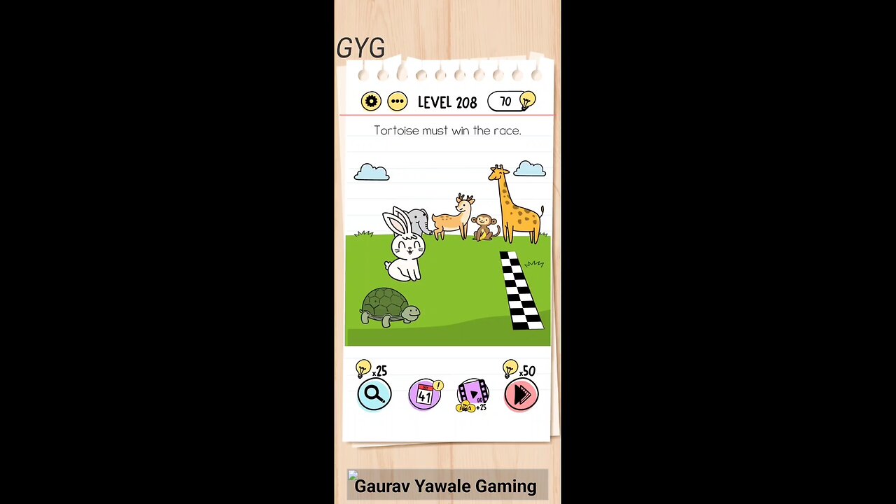 Tortoise must win the race. Brain test level 208!