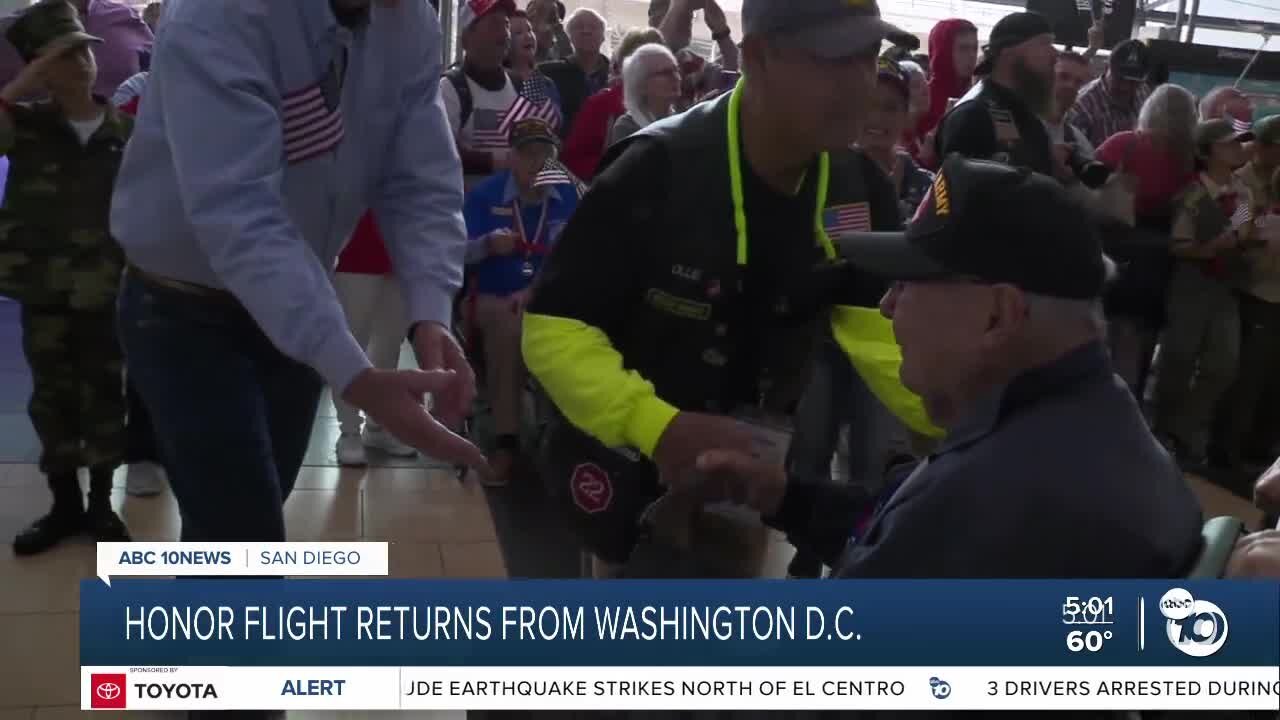 Honor Flight San Diego returns from Washington, D.C.