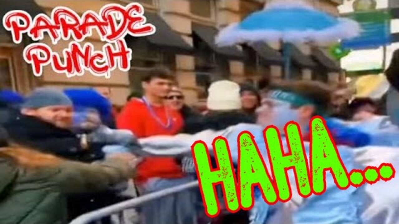 HAHA... Liberal Punched in Face Trying to Steal Trump Flag at New Years Parade 1/5/24..