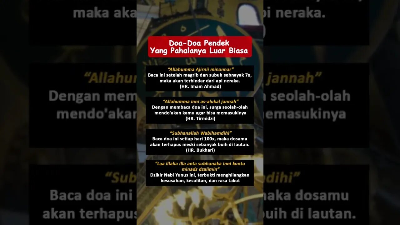 Doa doa pendek yang luar biasa pahalanya