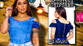 Blusinha Feminina Uniforme jeans com Lycra!