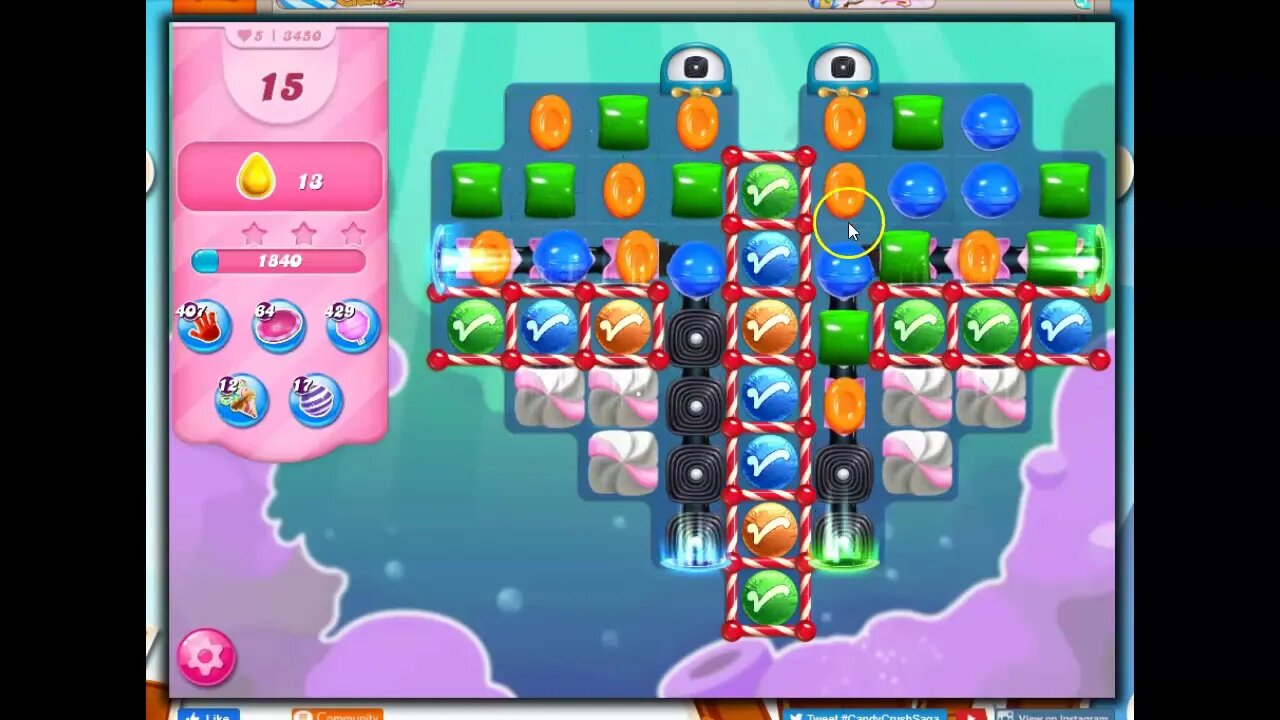 Candy Crush Level 3450 Talkthrough, 17 Moves 0 Boosters