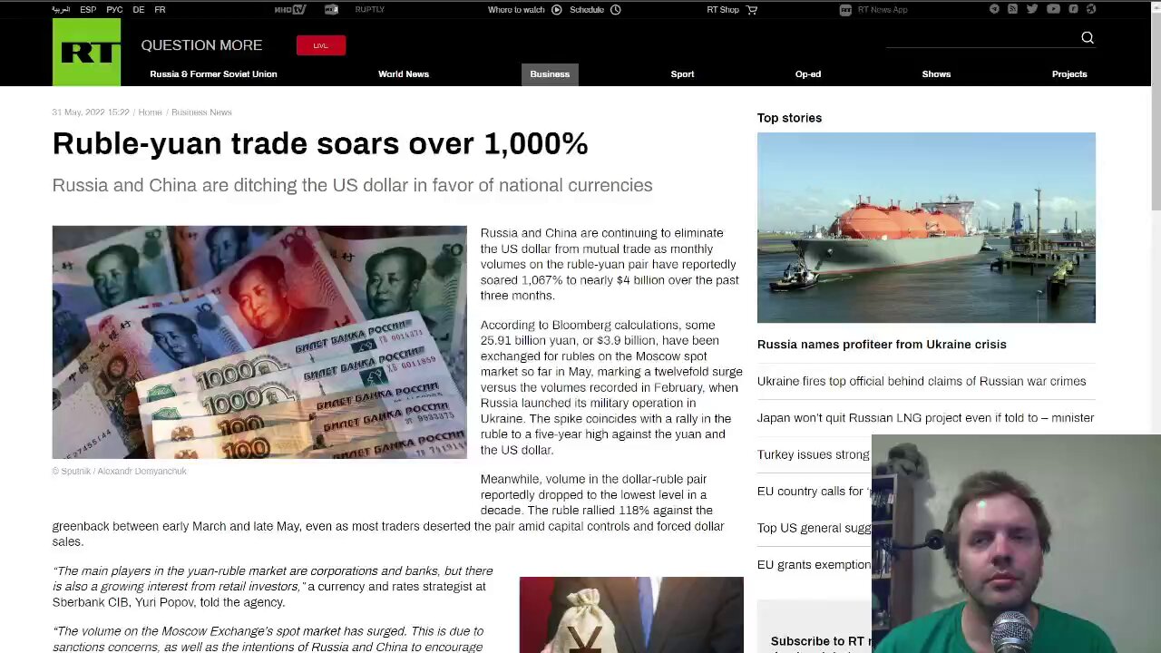 Ruble-yuan trade soars over 1,000%