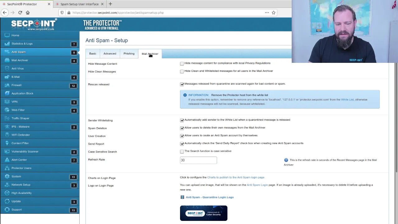 SecPoint Protector Upload Custom Anti Spam Login Logo